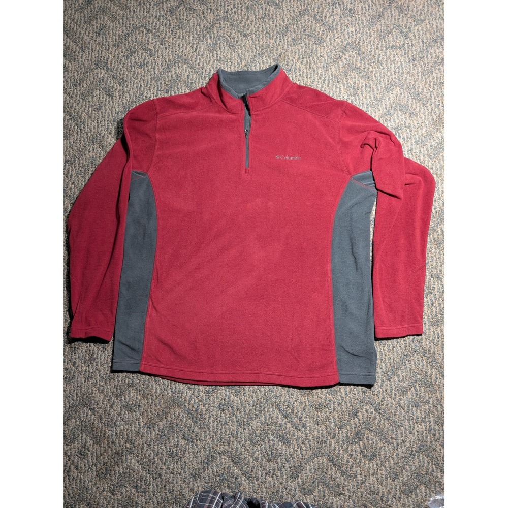 Columbia Pine Ridge Half Zip Fleece Pullover Mens XL Red Grey XM6279-664 NEW